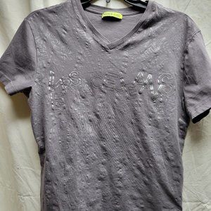 Versace Gray Tshirt Mens Small - Block Letters Authentic